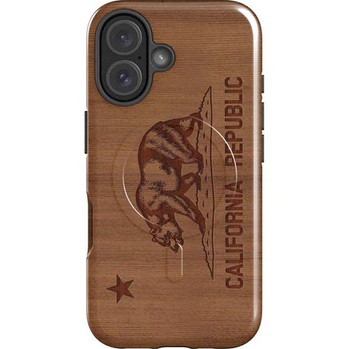 California Wood Flag iPhone 16 Plus Magsafe Impact Case
