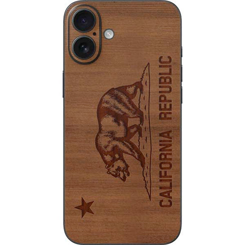 California Wood Flag iPhone 16 Plus Skin