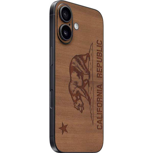 California Wood Flag iPhone 16 Plus Skin