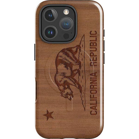 California Wood Flag iPhone 16 Pro Magsafe Impact Case