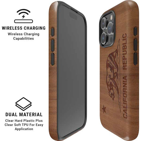 California Wood Flag iPhone 16 Pro Magsafe Impact Case