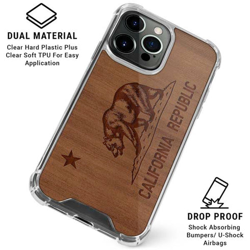 California Wood Flag iPhone 16 Pro Max Clear Case