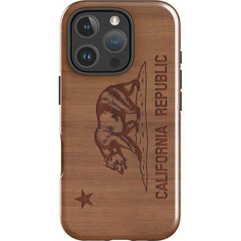 California Wood Flag iPhone 16 Pro Max Impact Case