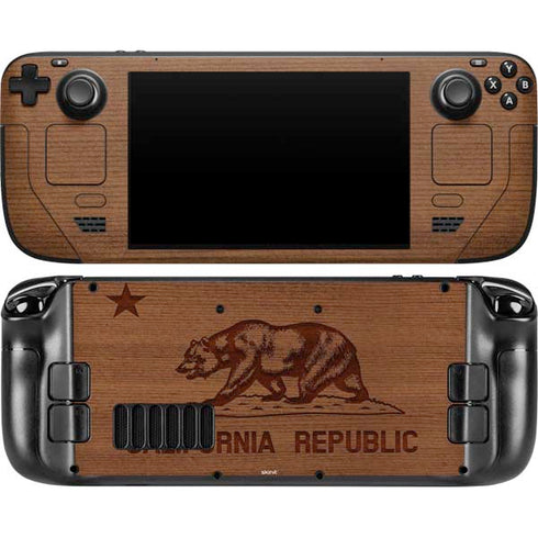 California Wood Flag Steam Deck Handheld Gaming Computer OLED Skin
