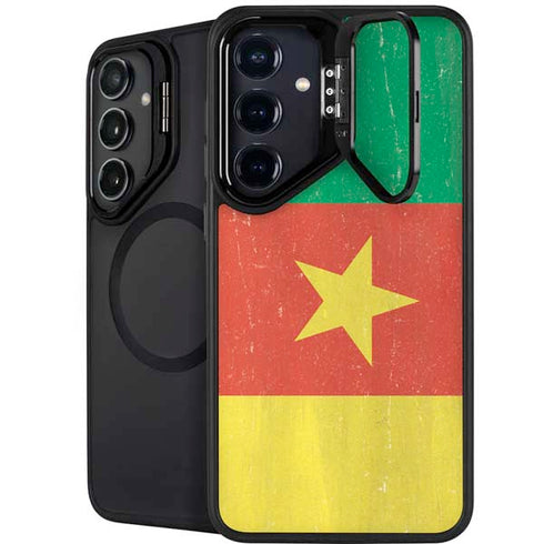 Cameroon Flag Distressed Galaxy S25 Plus Kickstand Case
