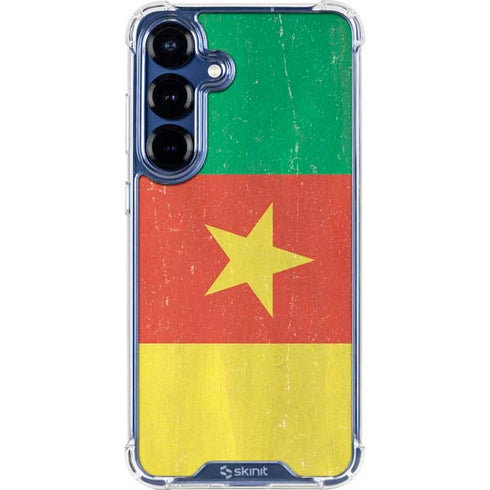 Cameroon Flag Distressed Galaxy S25 Clear Case