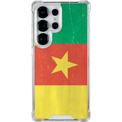 Cameroon Flag Distressed Galaxy S25 Ultra Clear Case