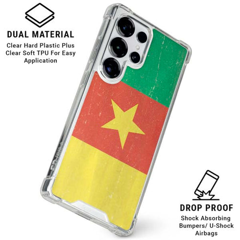 Cameroon Flag Distressed Galaxy S25 Ultra Clear Case