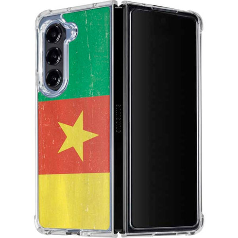 Cameroon Flag Distressed Galaxy Z Fold5 5G Clear Case