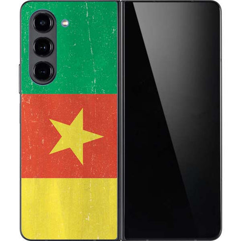 Cameroon Flag Distressed Galaxy Z Fold5 5G Skin