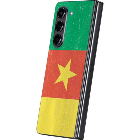 Cameroon Flag Distressed Galaxy Z Fold5 5G Skin