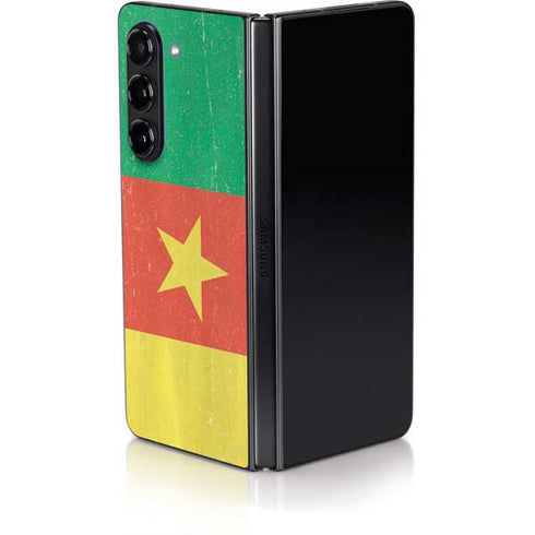 Cameroon Flag Distressed Galaxy Z Fold5 5G Skin