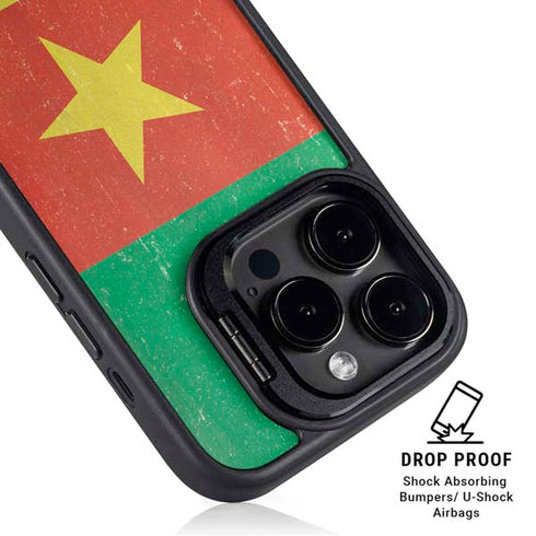 Cameroon Flag Distressed iPhone 13 Pro Max Kickstand Case