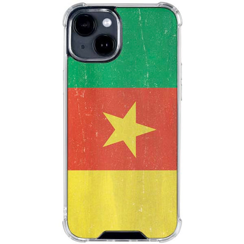 Cameroon Flag Distressed iPhone 15 Clear Case