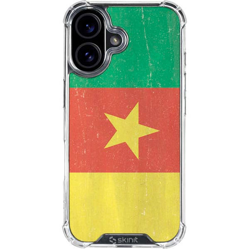 Cameroon Flag Distressed iPhone 16 Clear Case