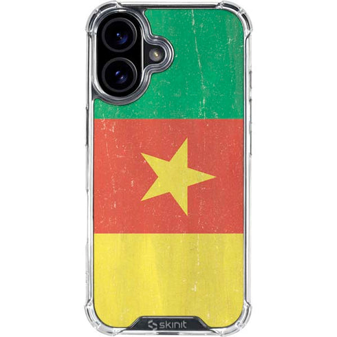 Cameroon Flag Distressed iPhone 16 Plus Clear Case