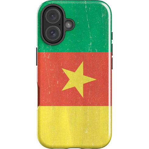 Cameroon Flag Distressed iPhone 16 Plus Impact Case