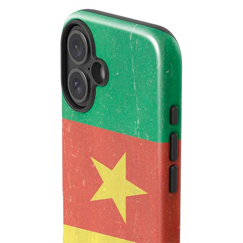 Cameroon Flag Distressed iPhone 16 Plus Impact Case
