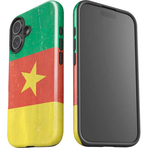 Cameroon Flag Distressed iPhone 16 Plus Impact Case