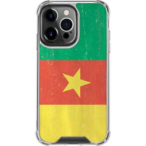 Cameroon Flag Distressed iPhone 16 Pro Clear Case