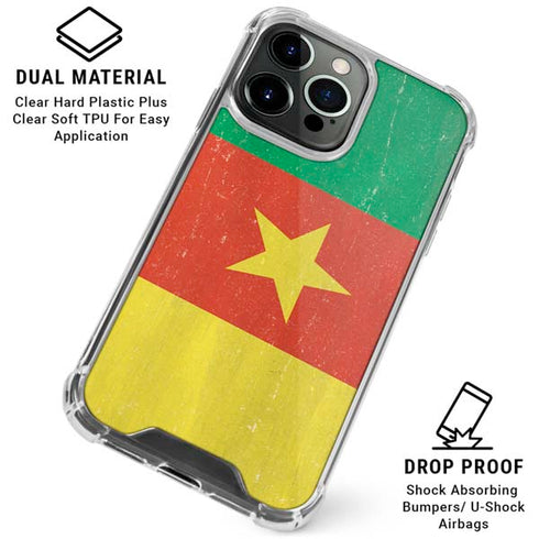 Cameroon Flag Distressed iPhone 16 Pro Clear Case