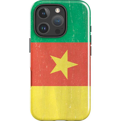 Cameroon Flag Distressed iPhone 16 Pro Impact Case