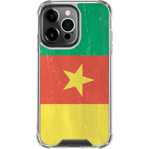 Cameroon Flag Distressed iPhone 16 Pro Max Clear Case