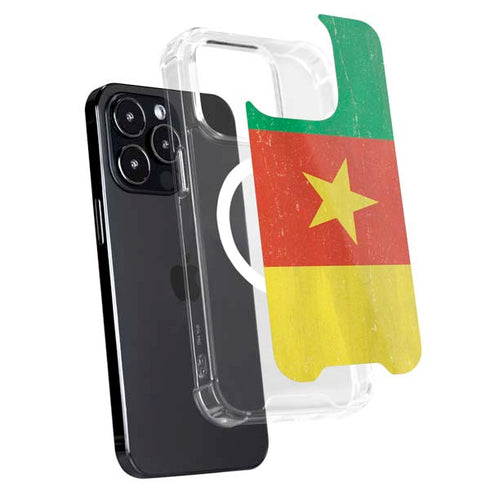 Cameroon Flag Distressed iPhone 16 Pro Max MagSafe Case