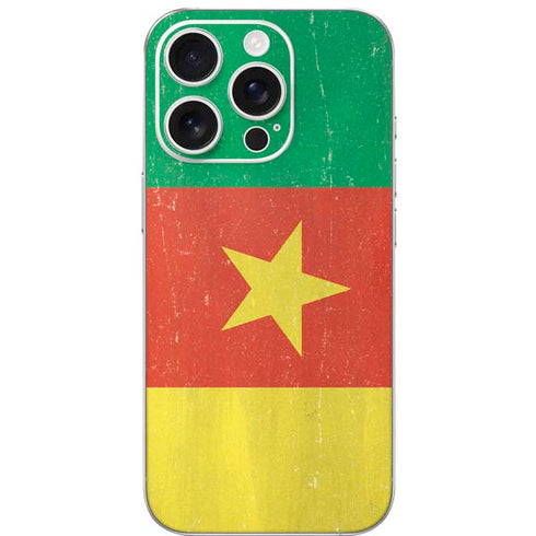 Cameroon Flag Distressed iPhone 16 Pro Skin