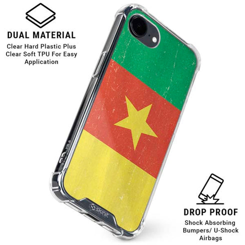 Cameroon Flag Distressed iPhone 16e Clear Case