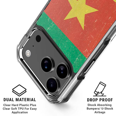 Cameroon Flag Distressed iPhone 18 Pro Clear Case