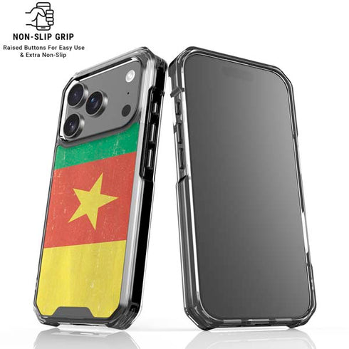 Cameroon Flag Distressed iPhone 18 Pro Clear Case