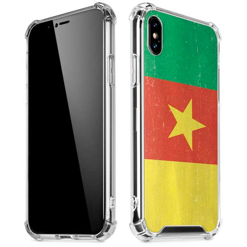 Cameroon Flag Distressed iPhone X/XS Clear Case