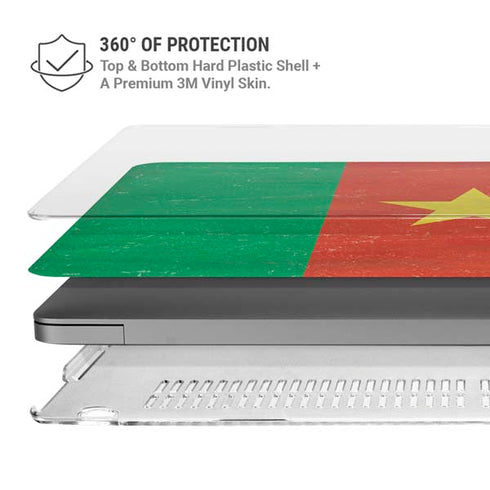 Cameroon Flag Distressed MacBook Pro 14in (2021-24) Case plus Skin
