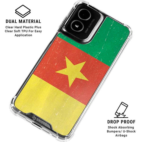 Cameroon Flag Distressed Moto G Power 5G (2024) Clear Case