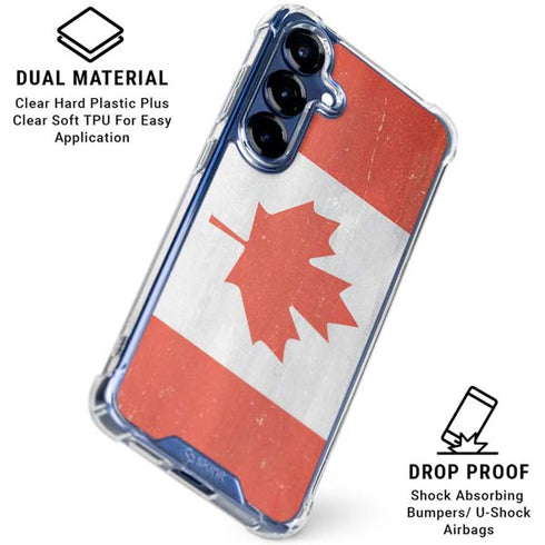 Canada Flag Distressed Galaxy S25 Plus Clear Case