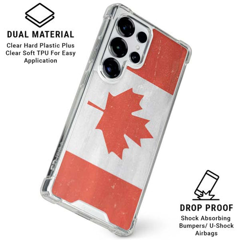 Canada Flag Distressed Galaxy S26 Ultra Clear Case
