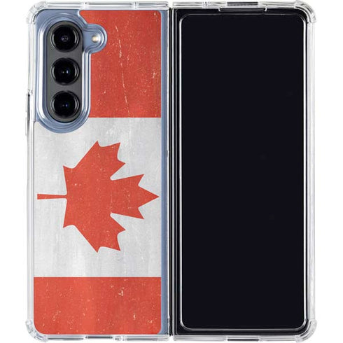 Canada Flag Distressed Galaxy Z Fold5 5G Clear Case