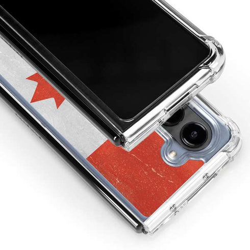 Canada Flag Distressed Galaxy Z Fold5 5G Clear Case