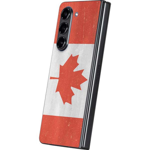 Canada Flag Distressed Galaxy Z Fold5 5G Skin