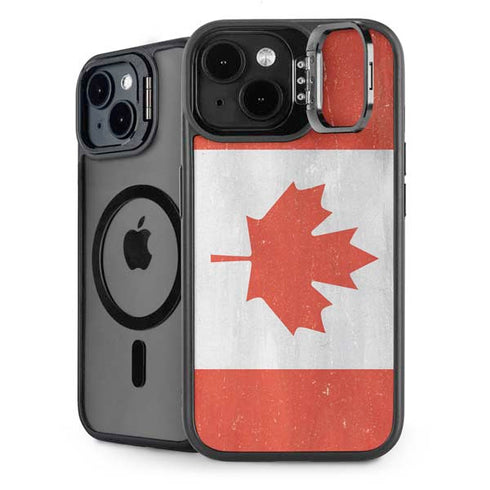 Canada Flag Distressed iPhone 15 Plus Kickstand Case