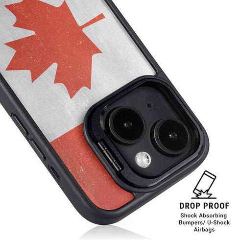Canada Flag Distressed iPhone 15 Plus Kickstand Case