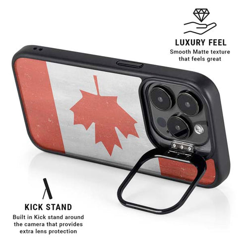 Canada Flag Distressed iPhone 15 Pro Kickstand Case