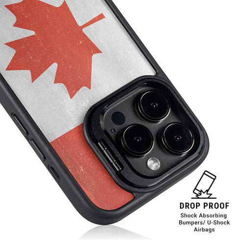 Canada Flag Distressed iPhone 15 Pro Kickstand Case