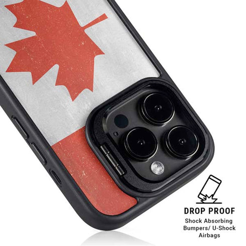 Canada Flag Distressed iPhone 15 Pro Max Kickstand Case