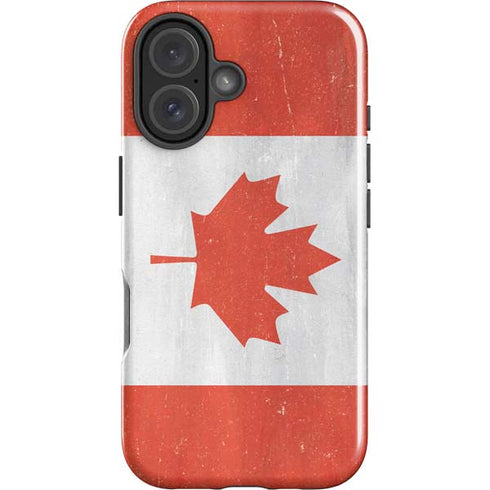 Canada Flag Distressed iPhone 16 Plus Impact Case