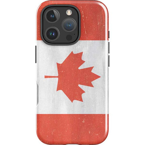Canada Flag Distressed iPhone 16 Pro Impact Case