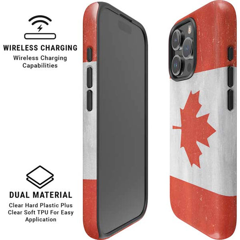 Canada Flag Distressed iPhone 16 Pro Magsafe Impact Case