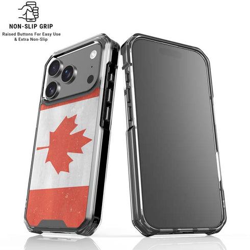 Canada Flag Distressed iPhone 18 Pro Clear Case