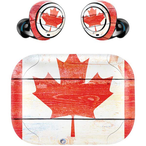 Canada Flag Light Wood Amazon Echo Buds Skin